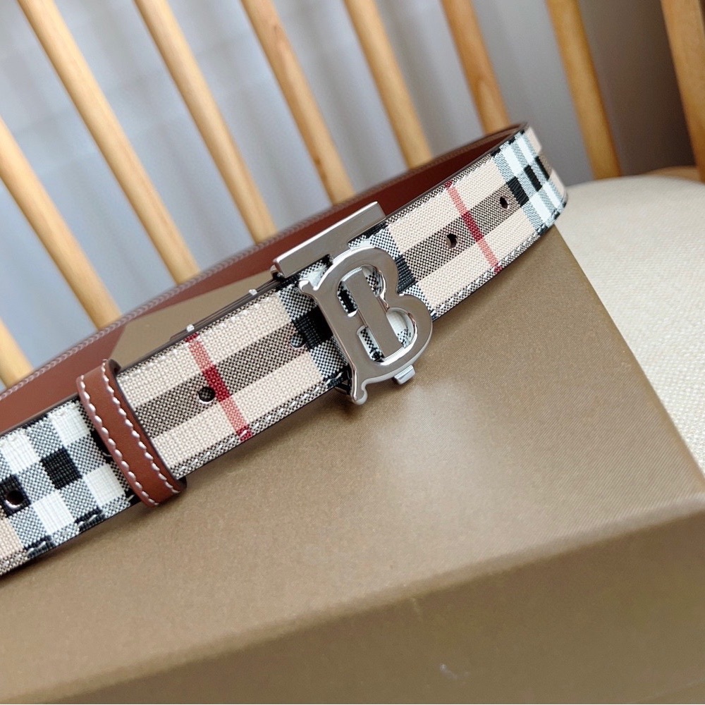 Burberry Classic Check Belt with Silver Buckle - Picture 6 of 8
